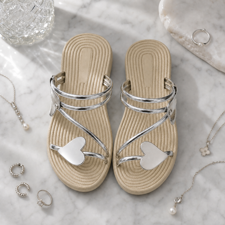 Rivae Heart Cross-Strap Sandals